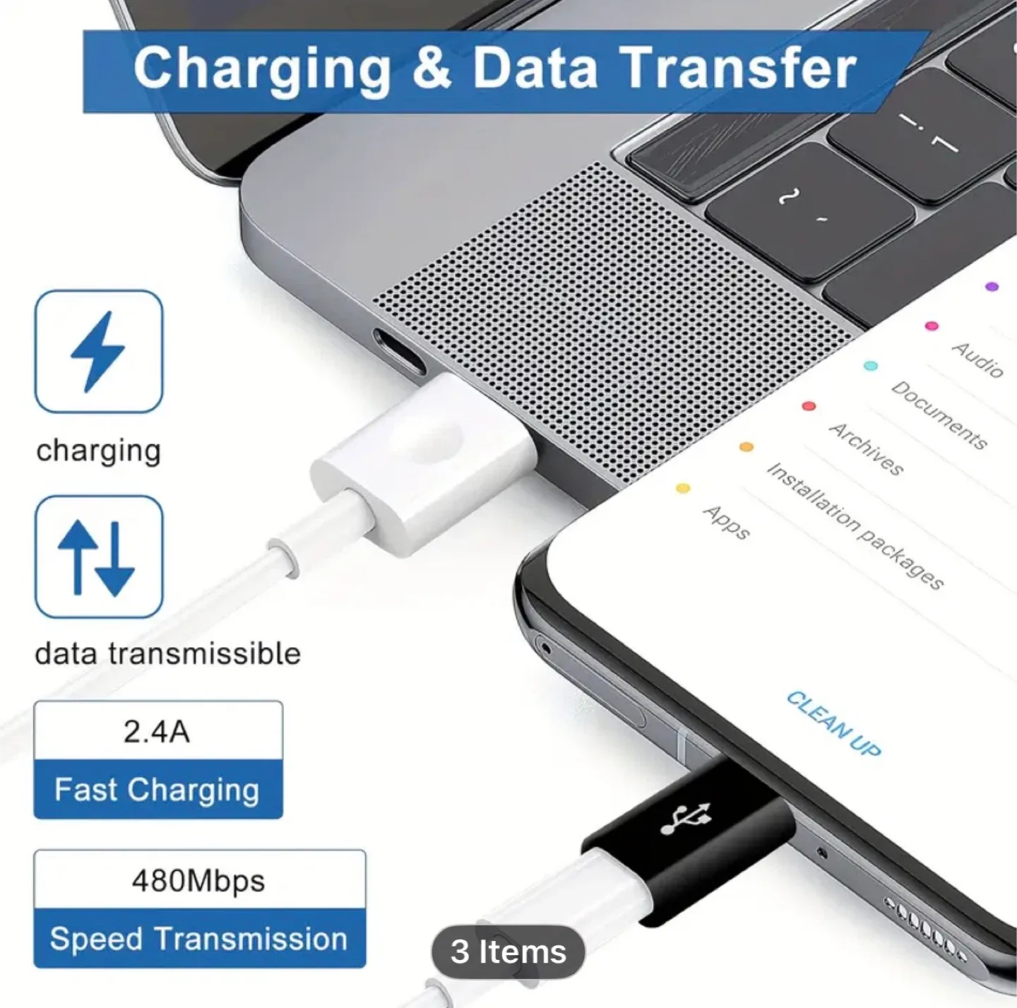High-Speed USB-C to Micro USB Adapter with 56K Resistor image indicator(3)