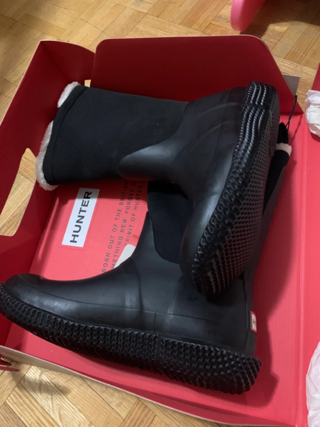 Hunter Sherpa Webbing Boot - Black, Size 6