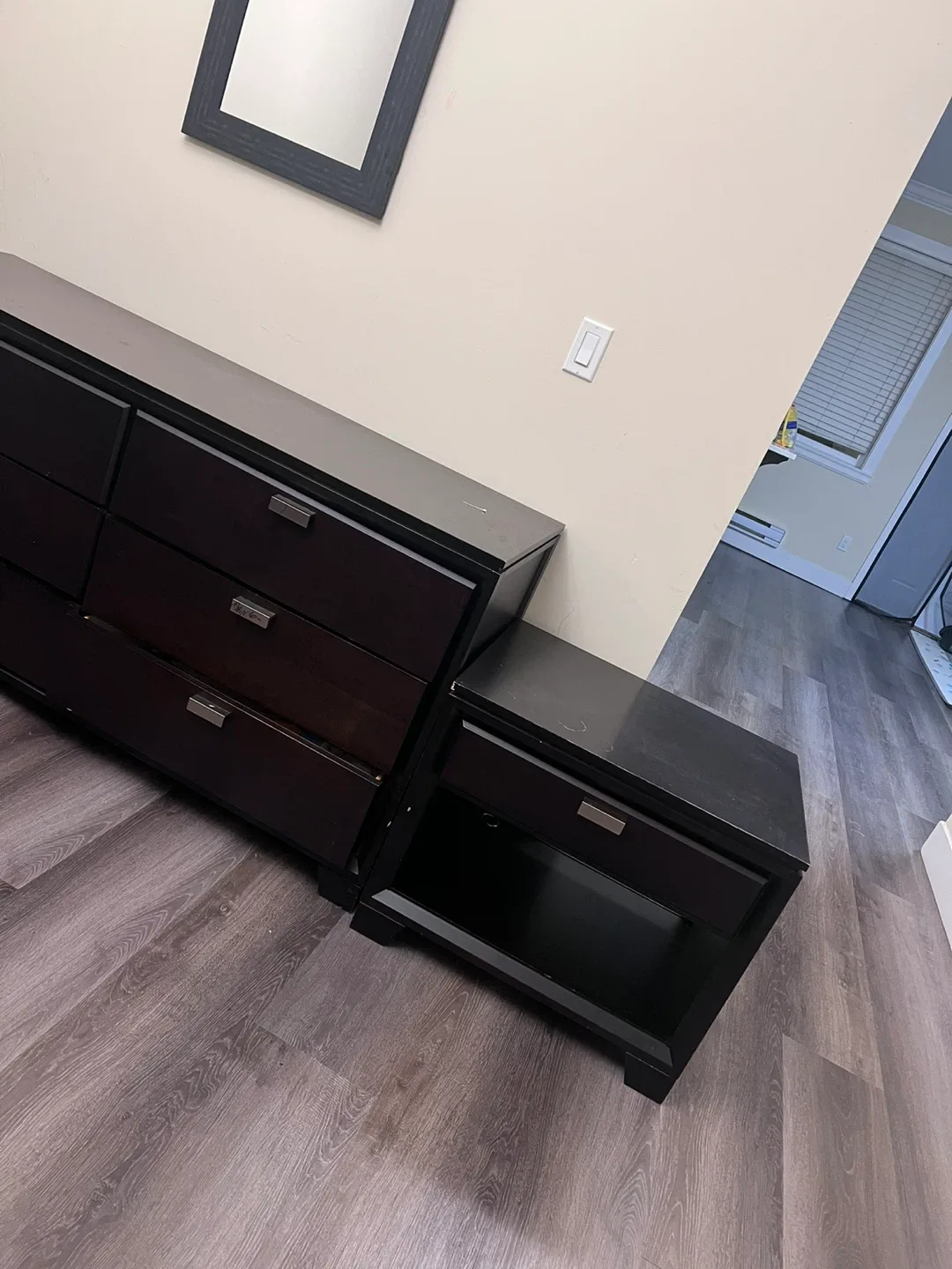Dark Brown Dresser and Nightstand Set