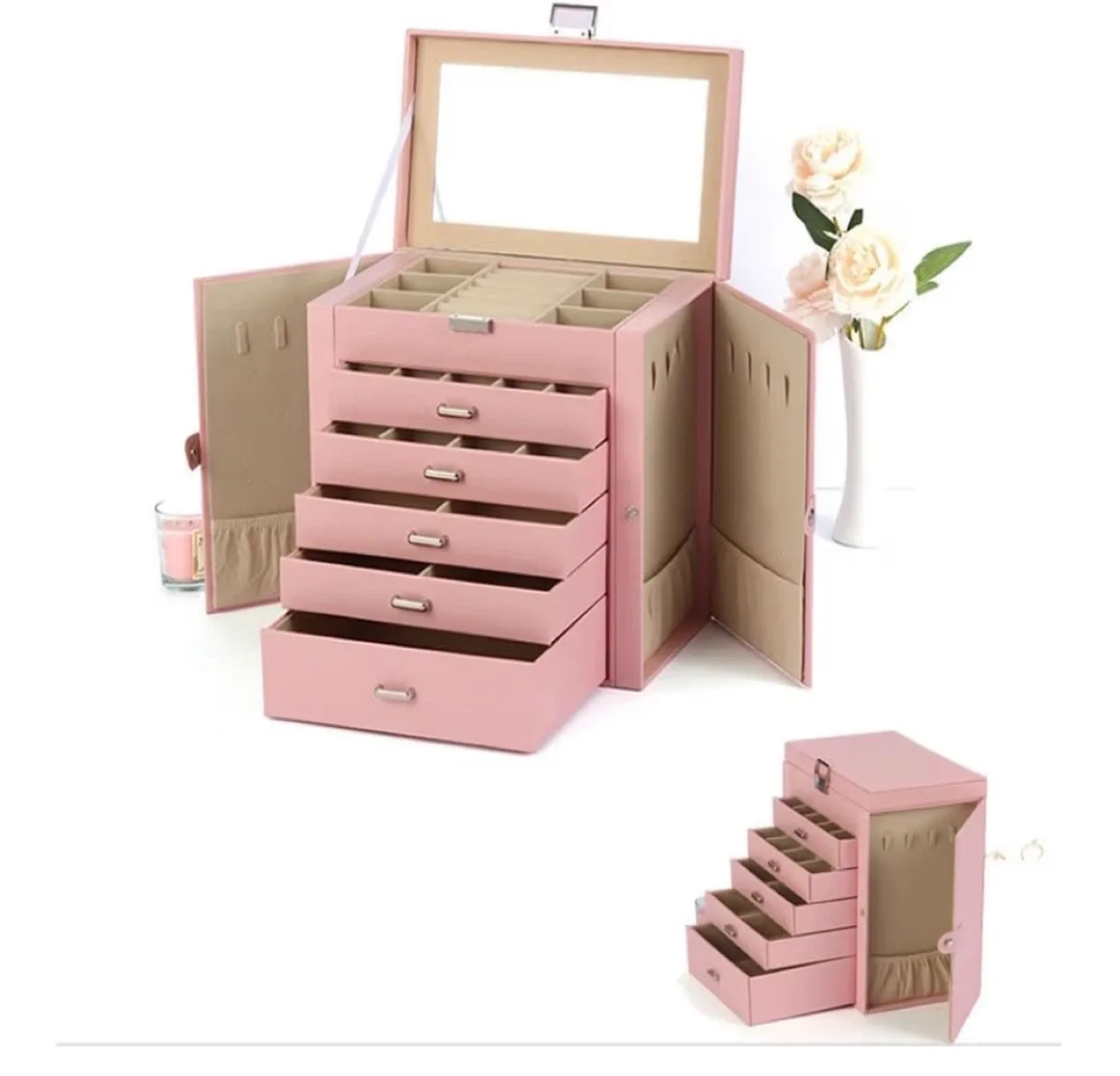 Jewelry Organizer Box with Drawers