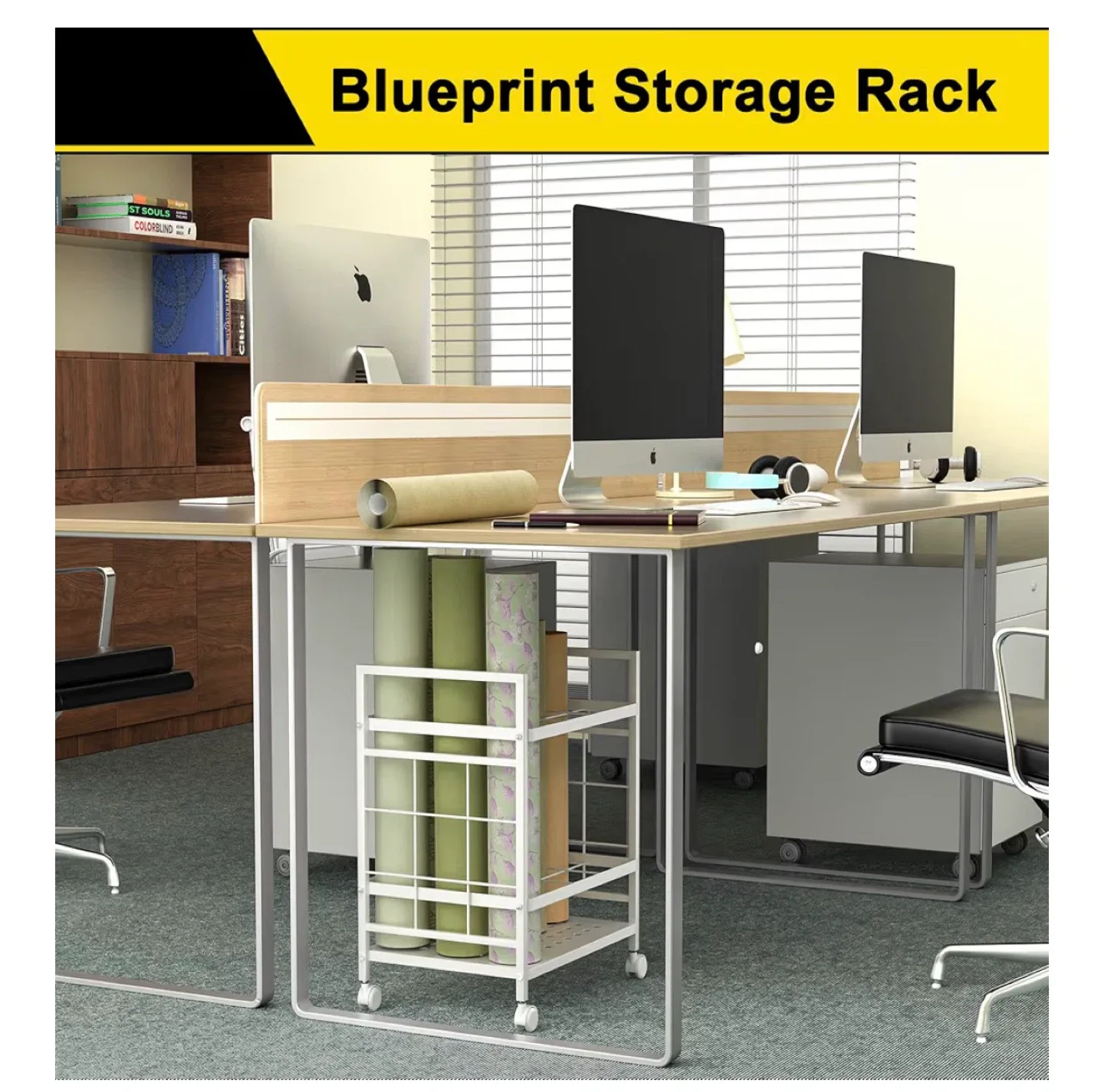 Blueprint Storage Rack - White, Rolling Cart image indicator(2)