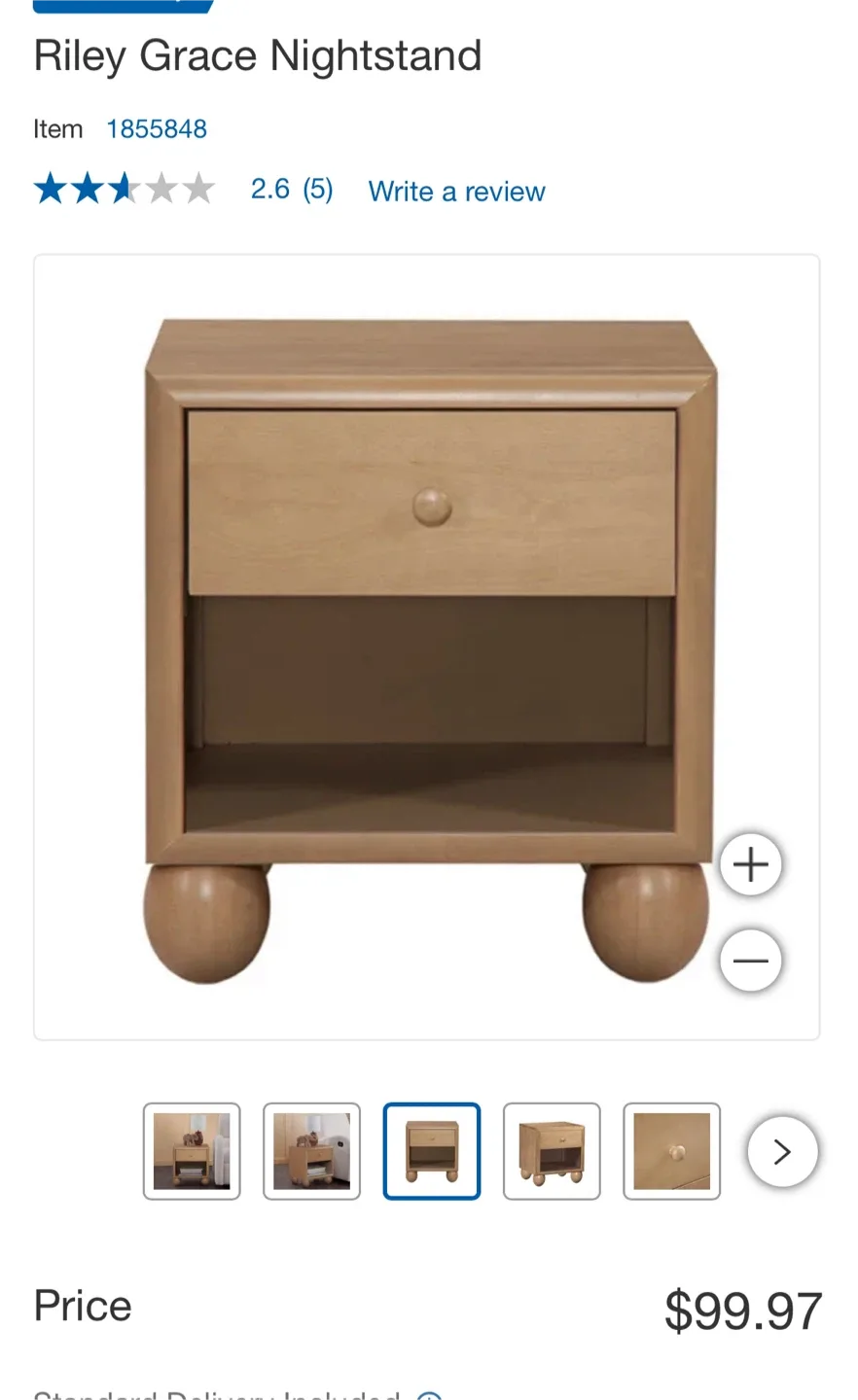 Riley Grace Bedside Nightstand/ End table