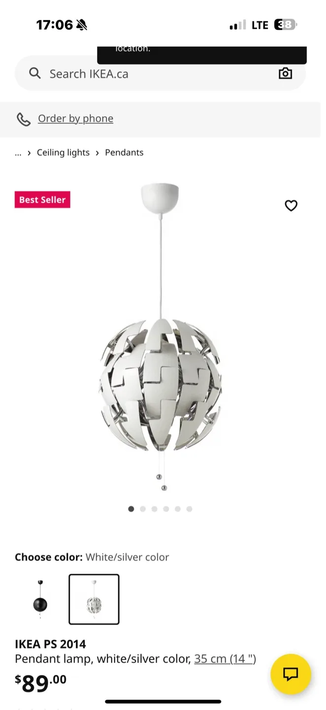 IKEA PS 2014 Pendant Lamp, White/Silver - New in Box! image indicator(4)