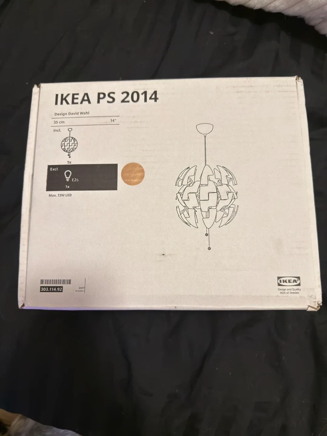 IKEA PS 2014 Pendant Lamp, White/Silver - New in Box!