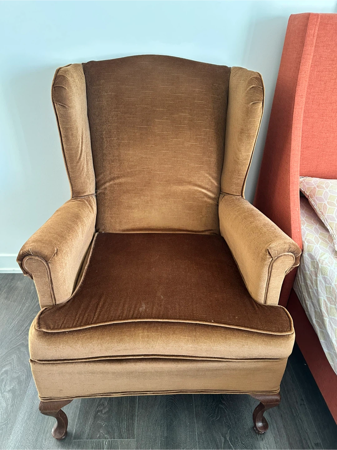 Brown Velvet Wingback Armchair - photo 4