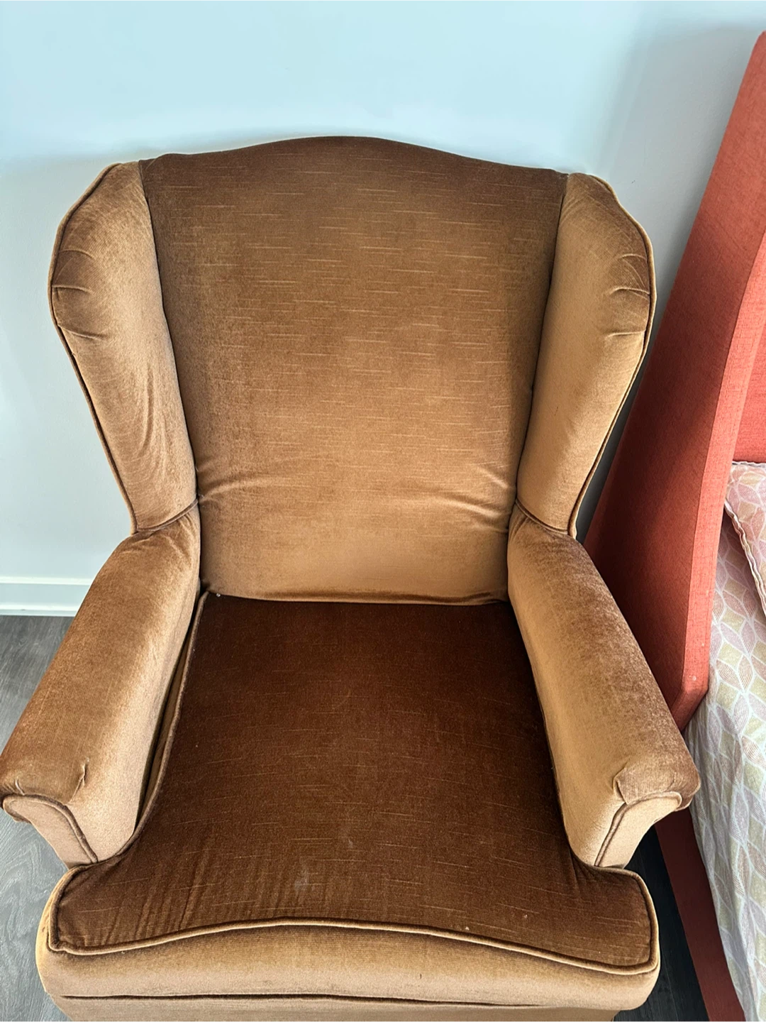 Brown Velvet Wingback Armchair - photo 2