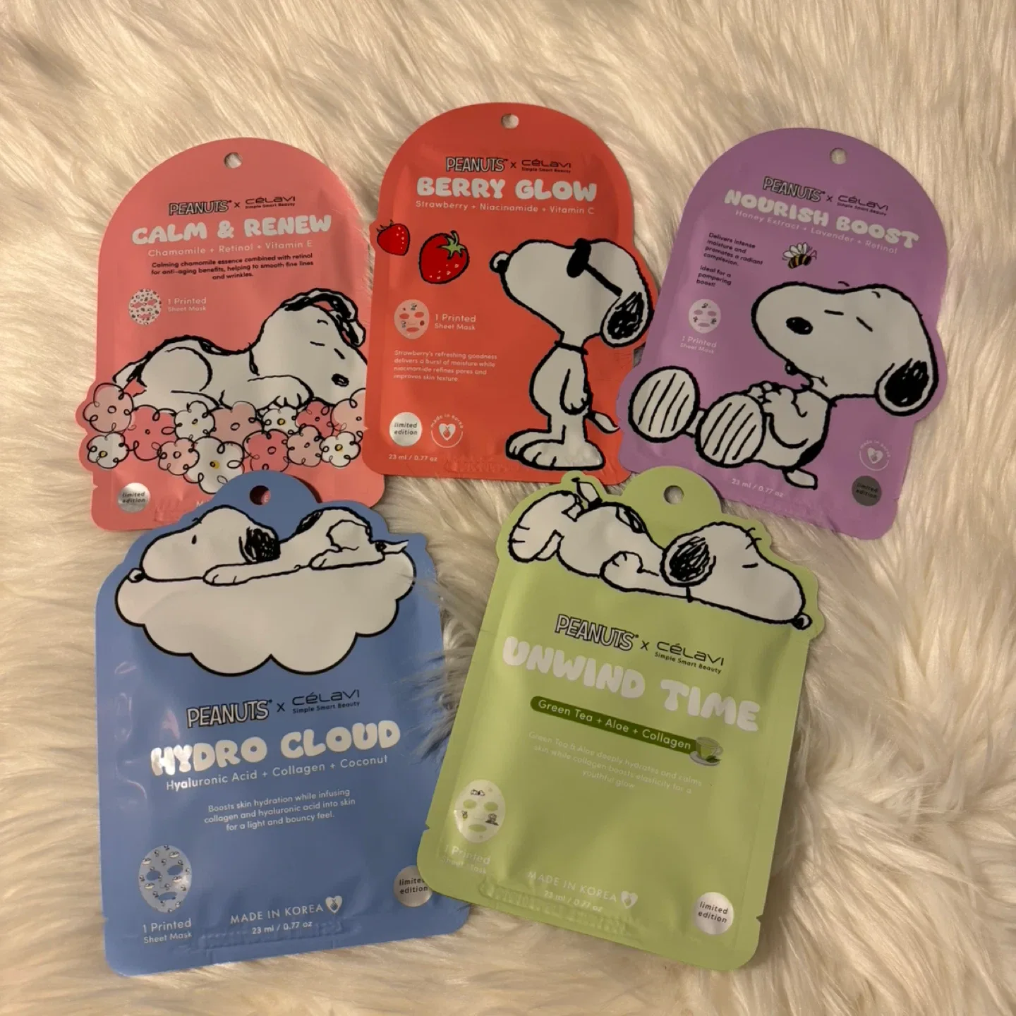 Peanuts x Célavi Sheet Mask Set - Limited Edition