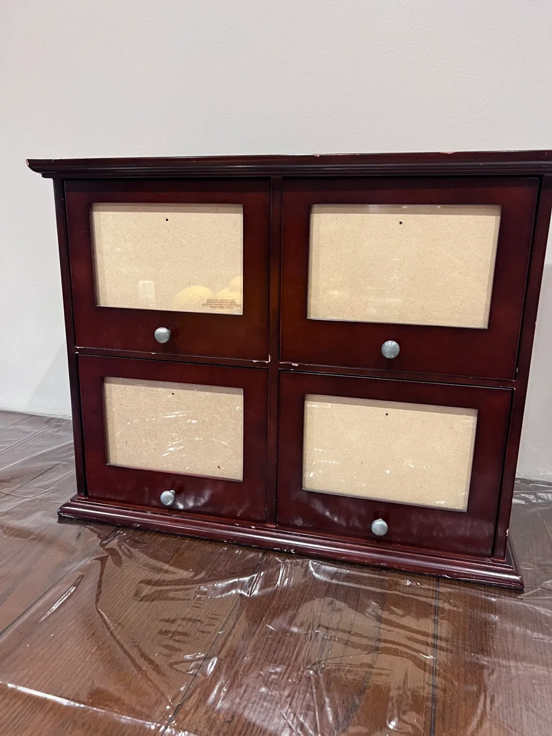 Wooden Photo Album Organizer with Drawers