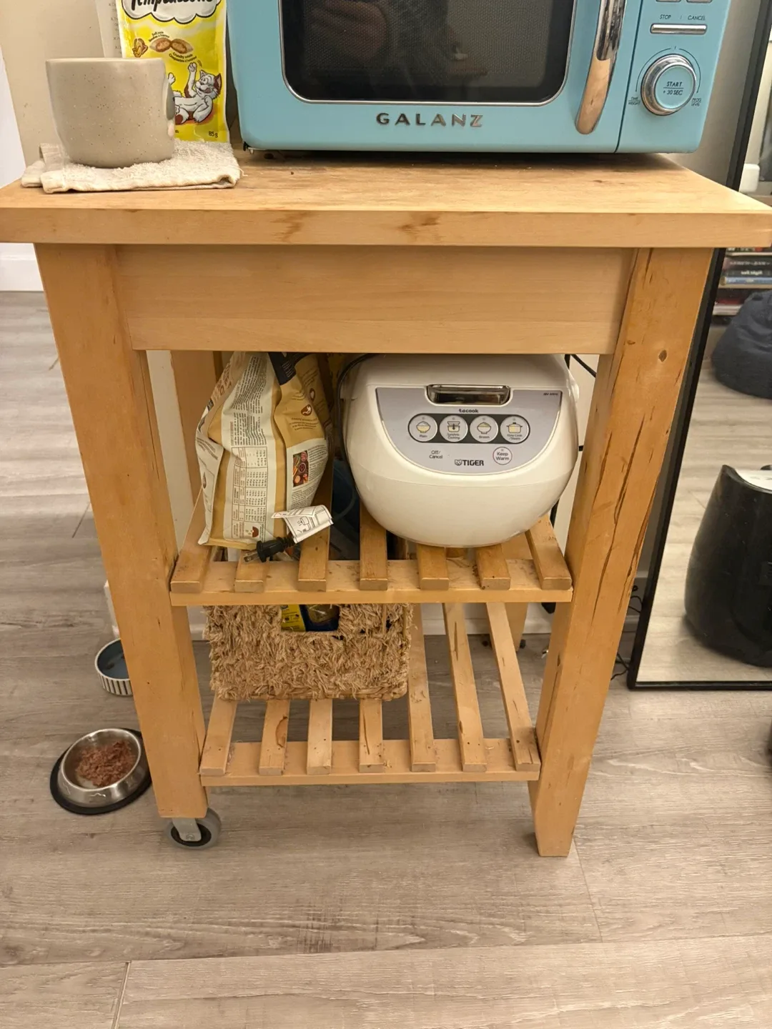 Wooden Kitchen Cart butcher’s block with Shelves