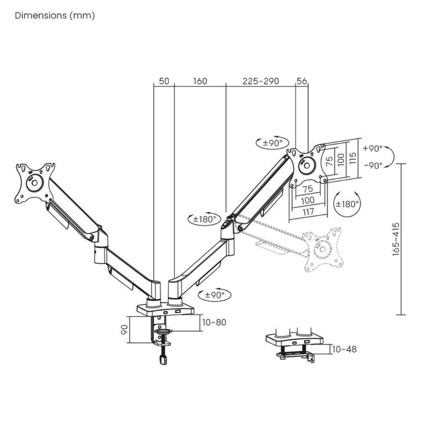 Dual Monitor Desk Mount - Black 17”-32” image indicator(3)