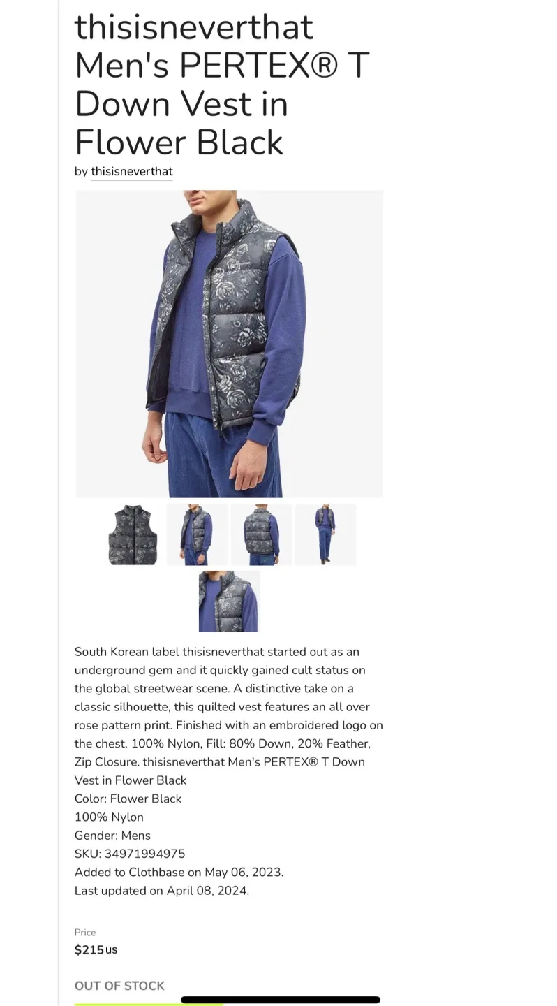 thisisneverthat Men’s winter vest Size S New! image indicator(10)