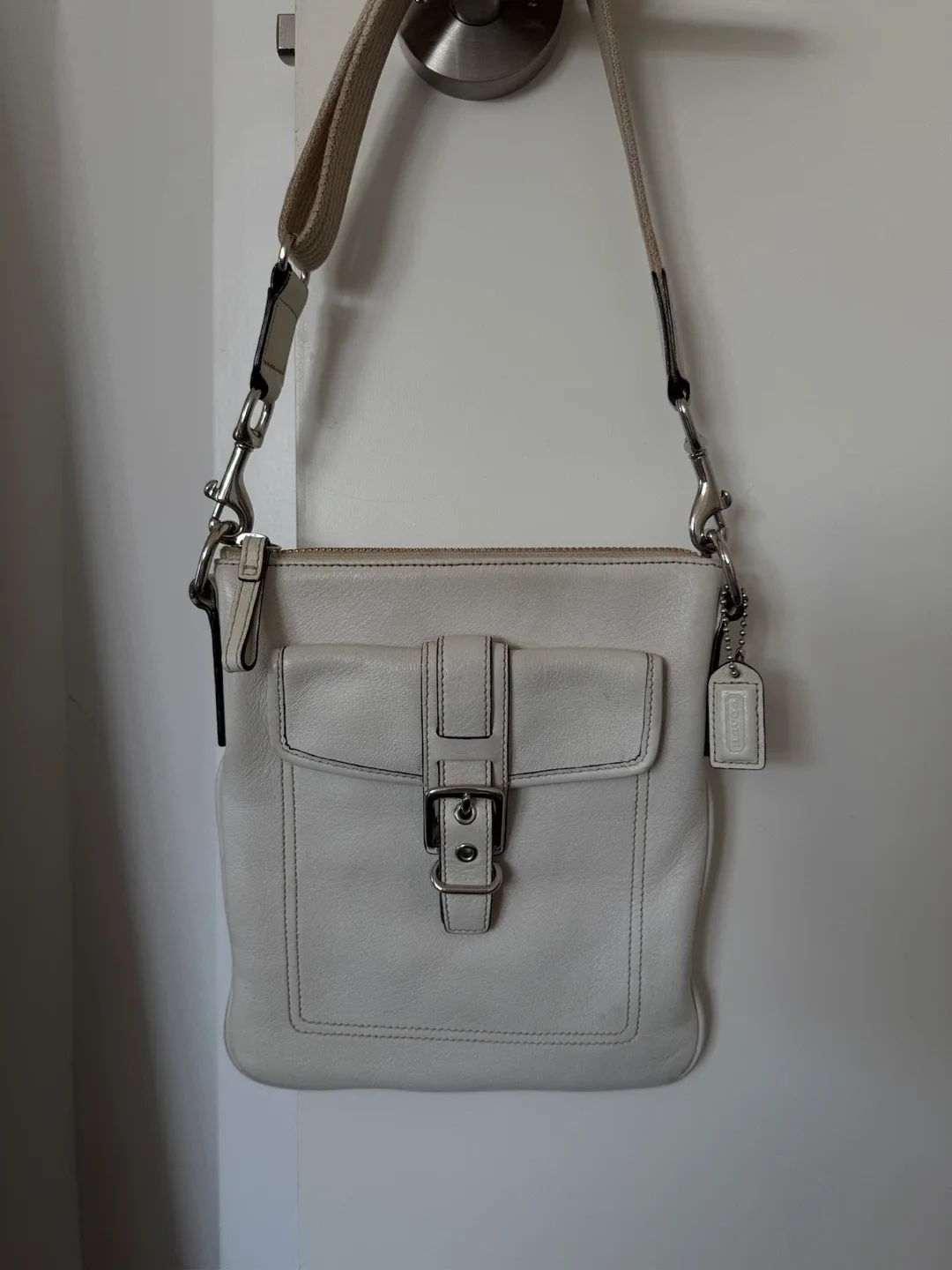 Coach White Leather Crossbody Bag