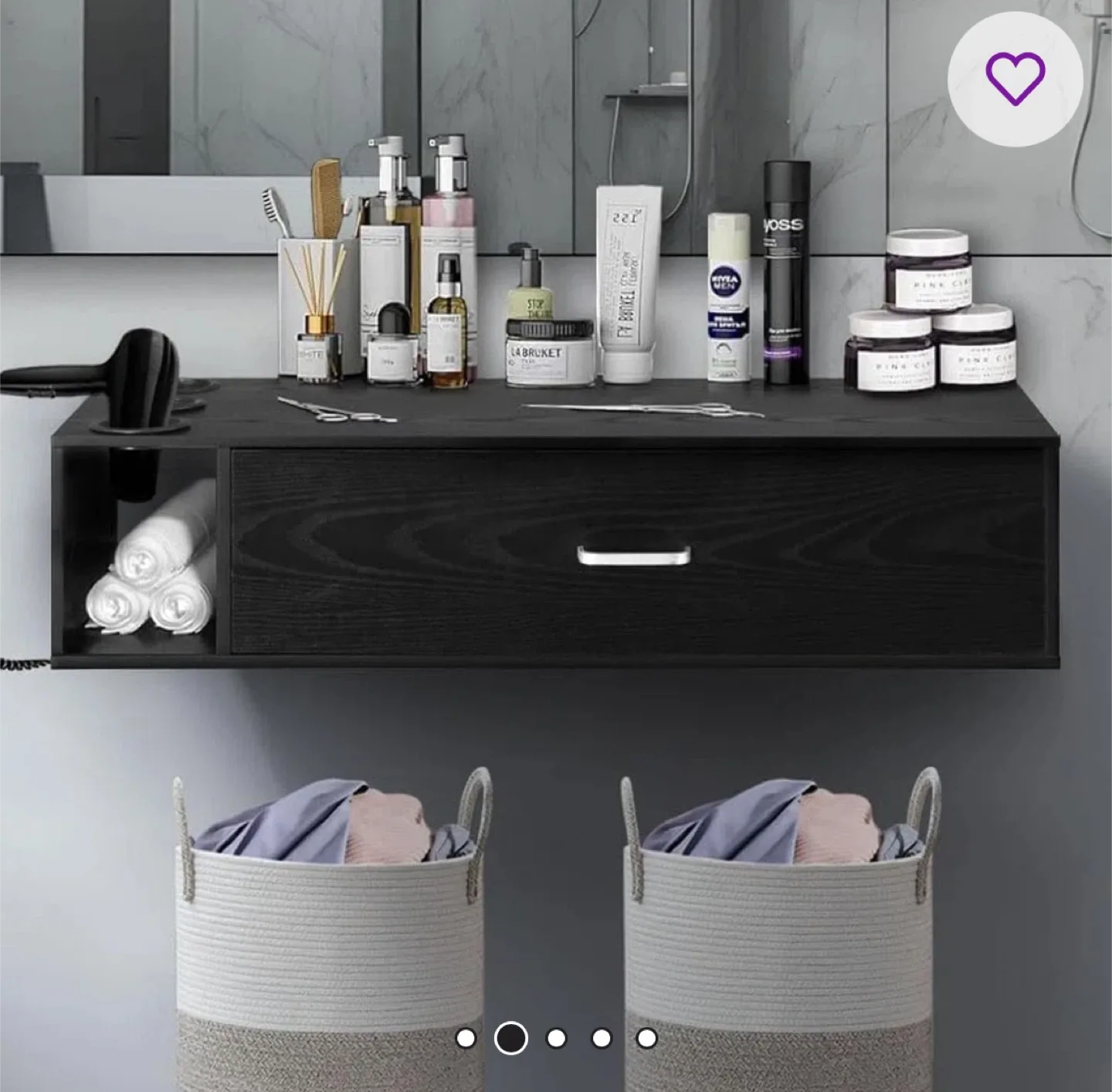 Black Salon Tray with Mount Drawer & Cup Holders image indicator(8)