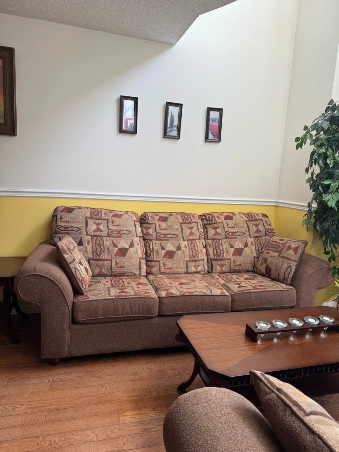 Patterned Brown Sofa