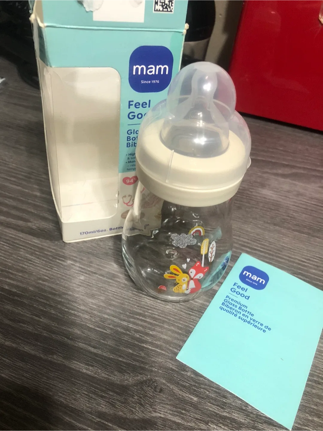 MAM Feel Good Glass Baby Bottle 170ml/6oz