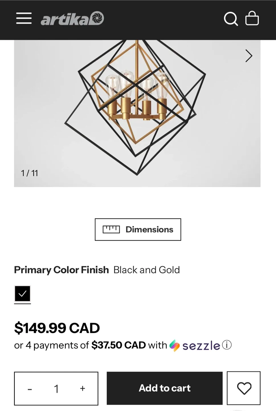 Artika Harmonium 4-Light Pendant - Black & Gold image indicator(2)