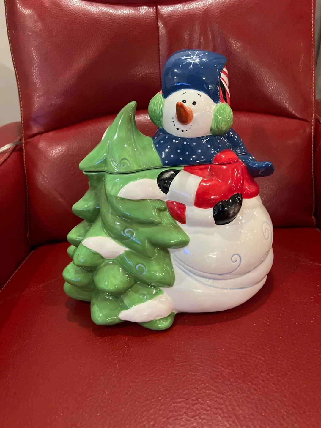 Snowman Christmas Tree Cookie Jar