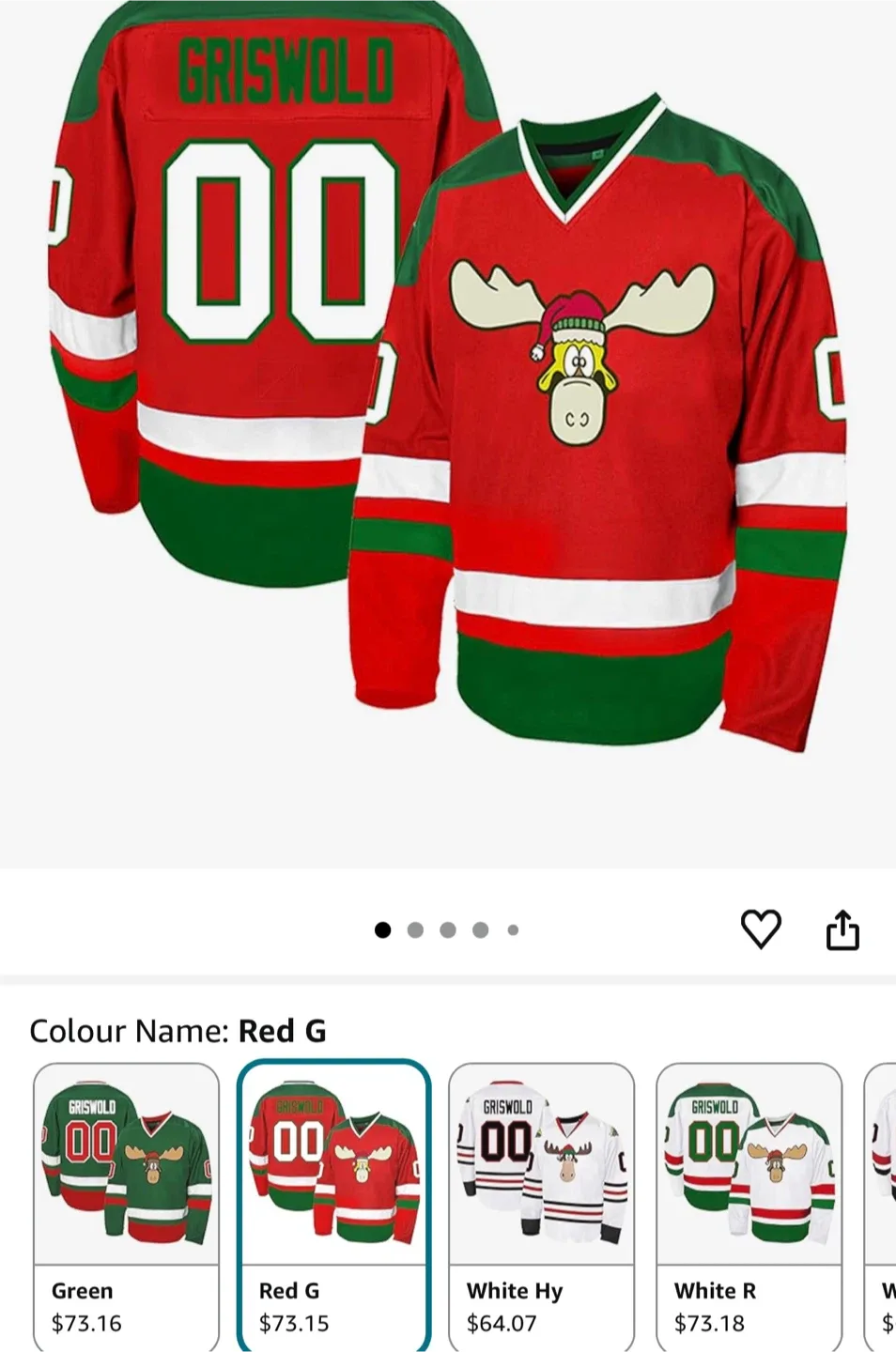 Griswold Christmas Vacation Moose Hockey Jersey, Red G image indicator(3)