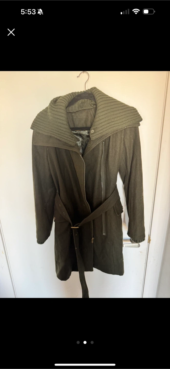 Olive Green Belted Wool Coat - photo 2