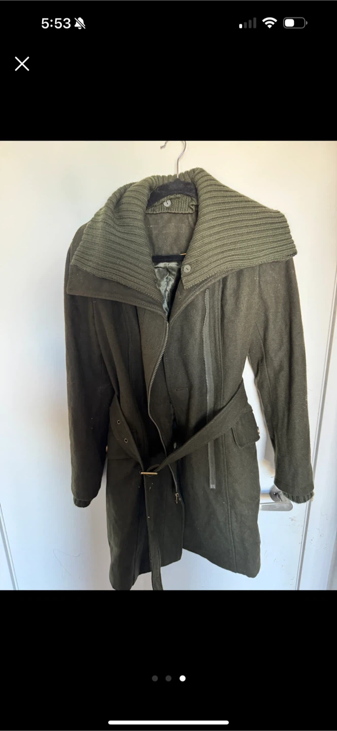 Olive Green Belted Wool Coat - photo 3