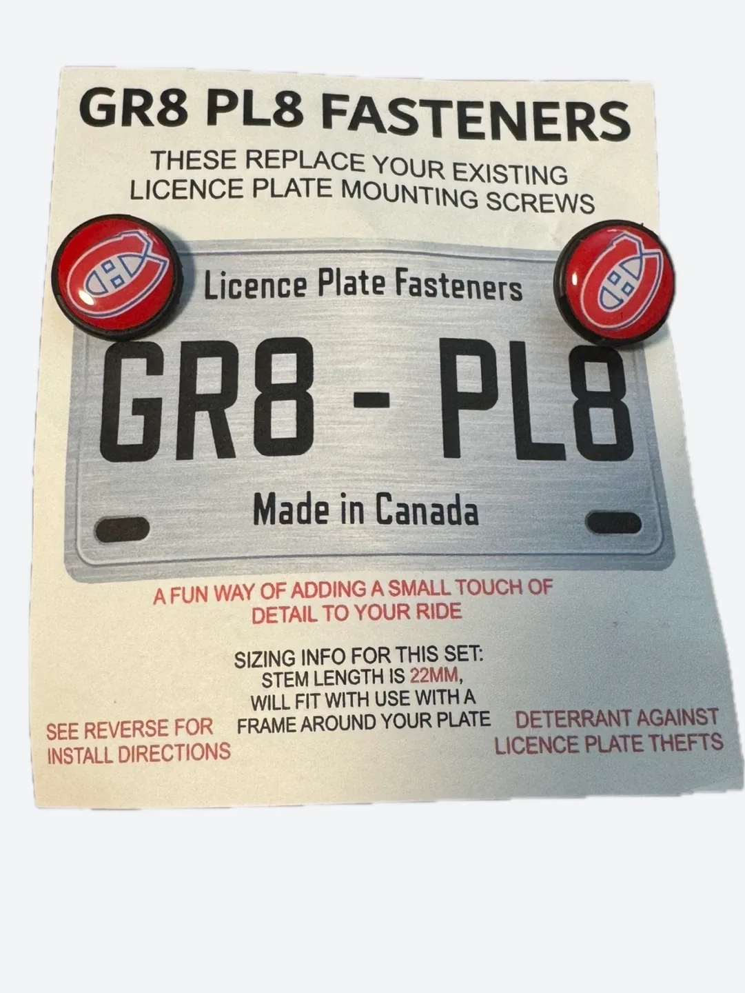 NEW GR8 PL8 Fasteners Montreal Canadiens Licence Plate Screws
