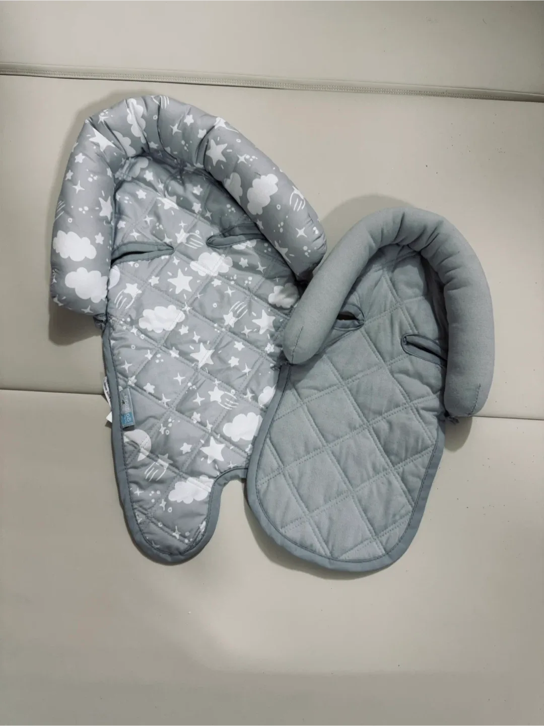 Grey Baby Car Seat Head Support