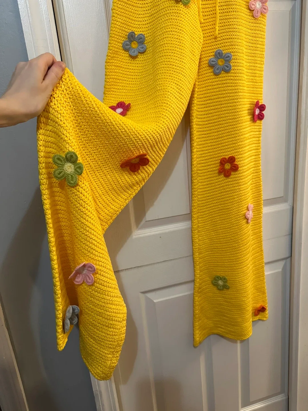 Fashion Nova Yellow Crochet Flower Pants Size 2X