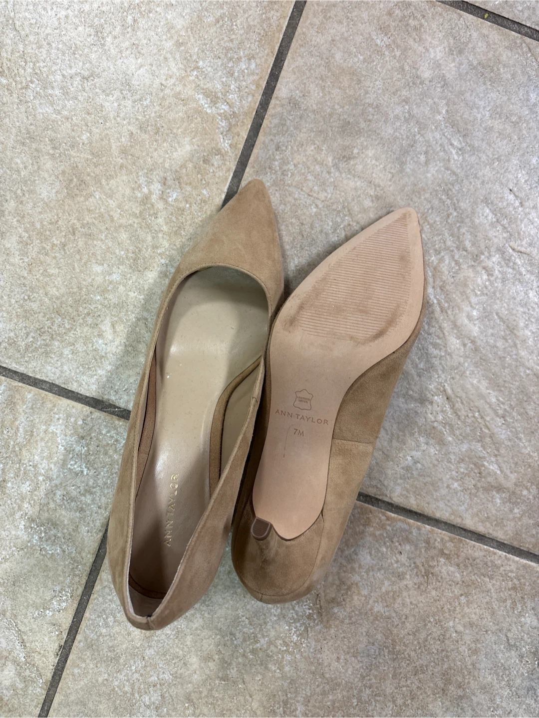 Ann Taylor Beige Suede Heels - Size 7 - photo 3