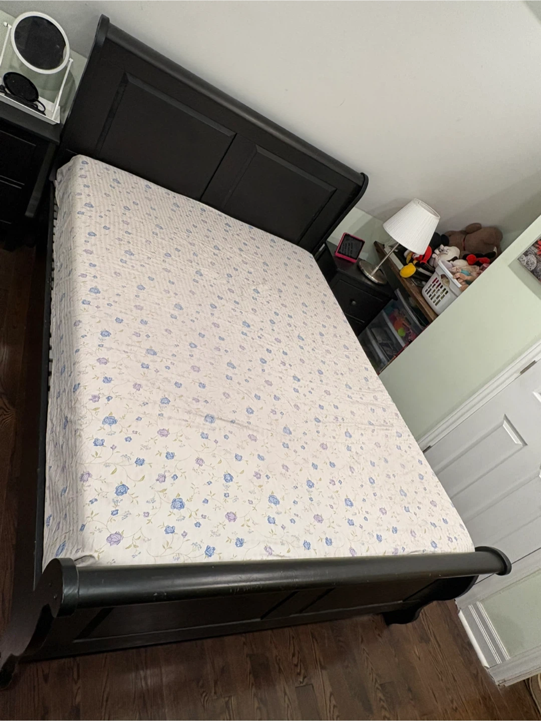 Black Wood Nightstand with Two Drawers - photo 5