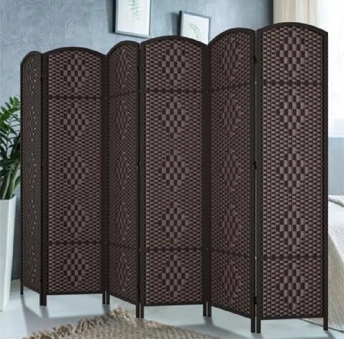 6Ft 6 Panels Room Divider, Brown
