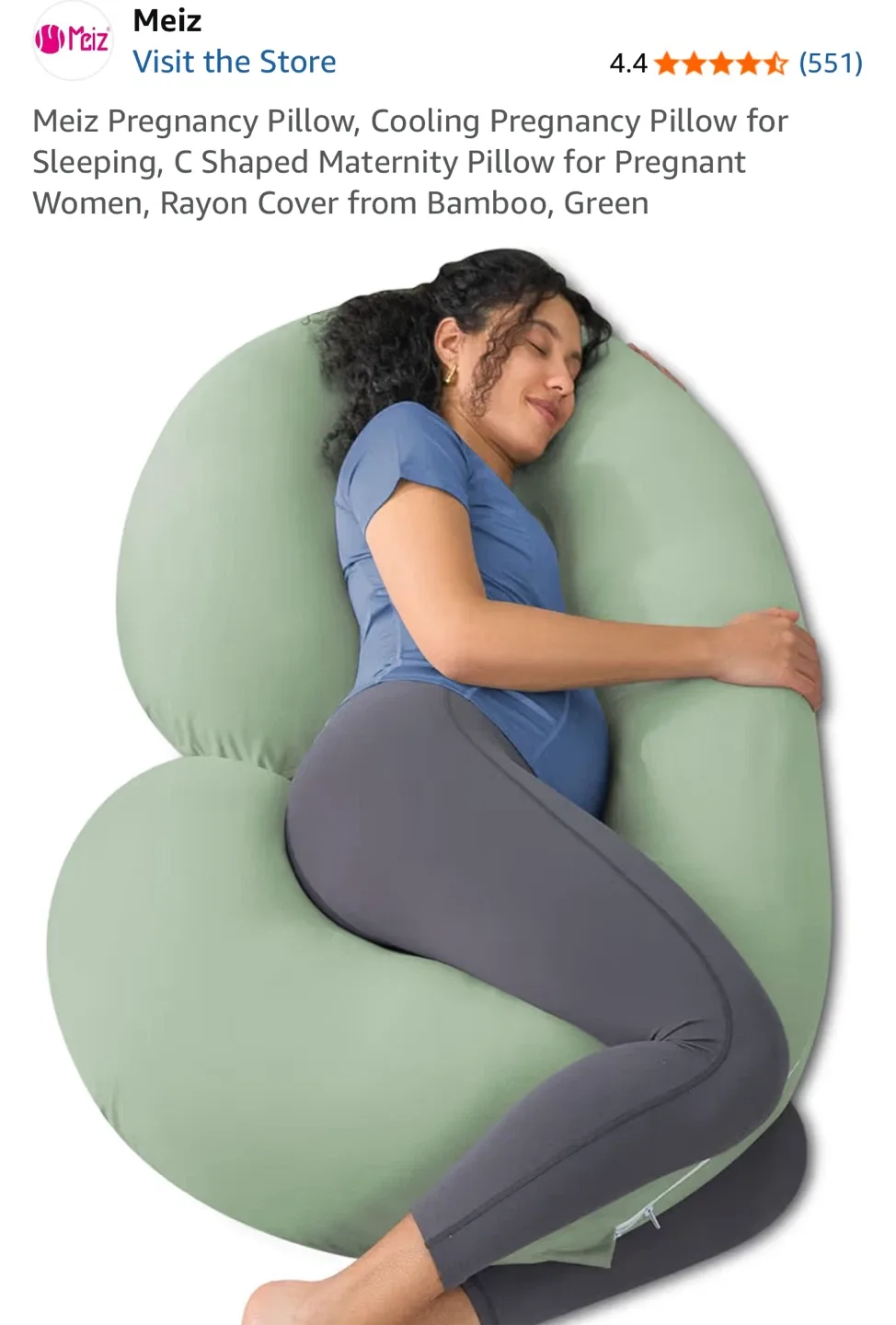 Meiz Pregnancy Pillow, Cooling, Green