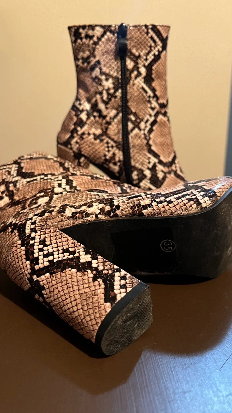 Snakeskin Print Ankle Boots - Size 35 image indicator(2)