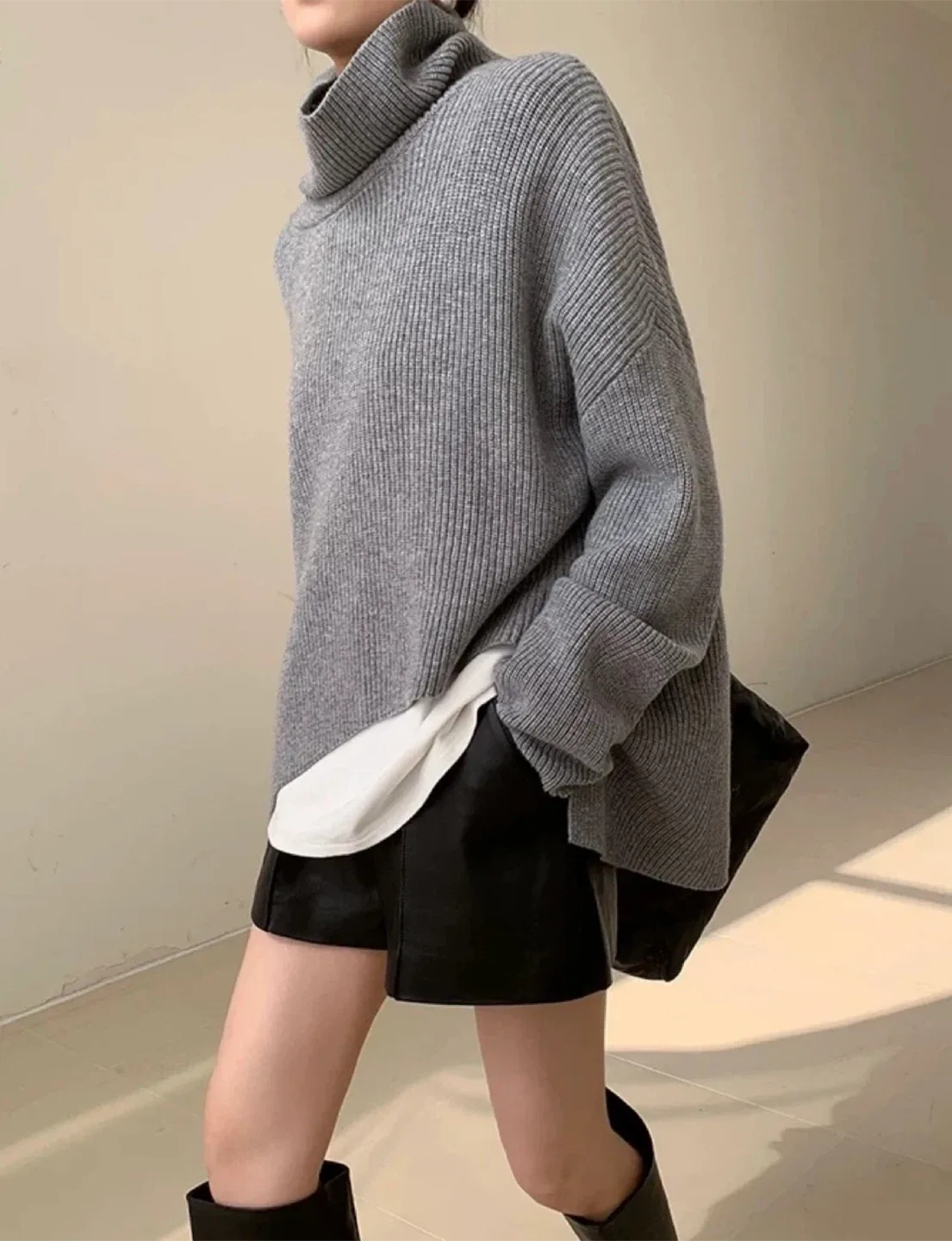 Grey Turtleneck Sweater