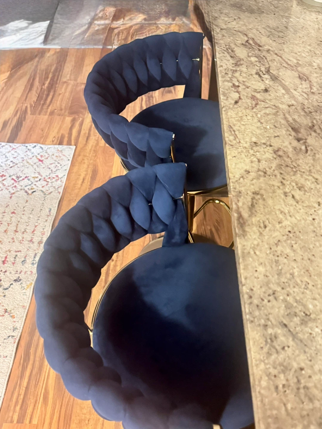 Navy Velvet & Gold Bar Stool - photo 3