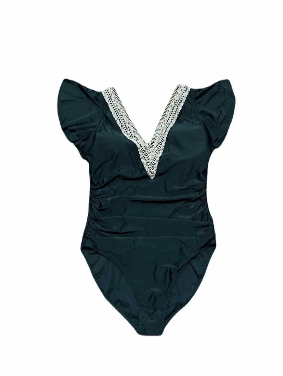 Bloom Jelly women’s large one-piece swimsuit ruffle sleeve black