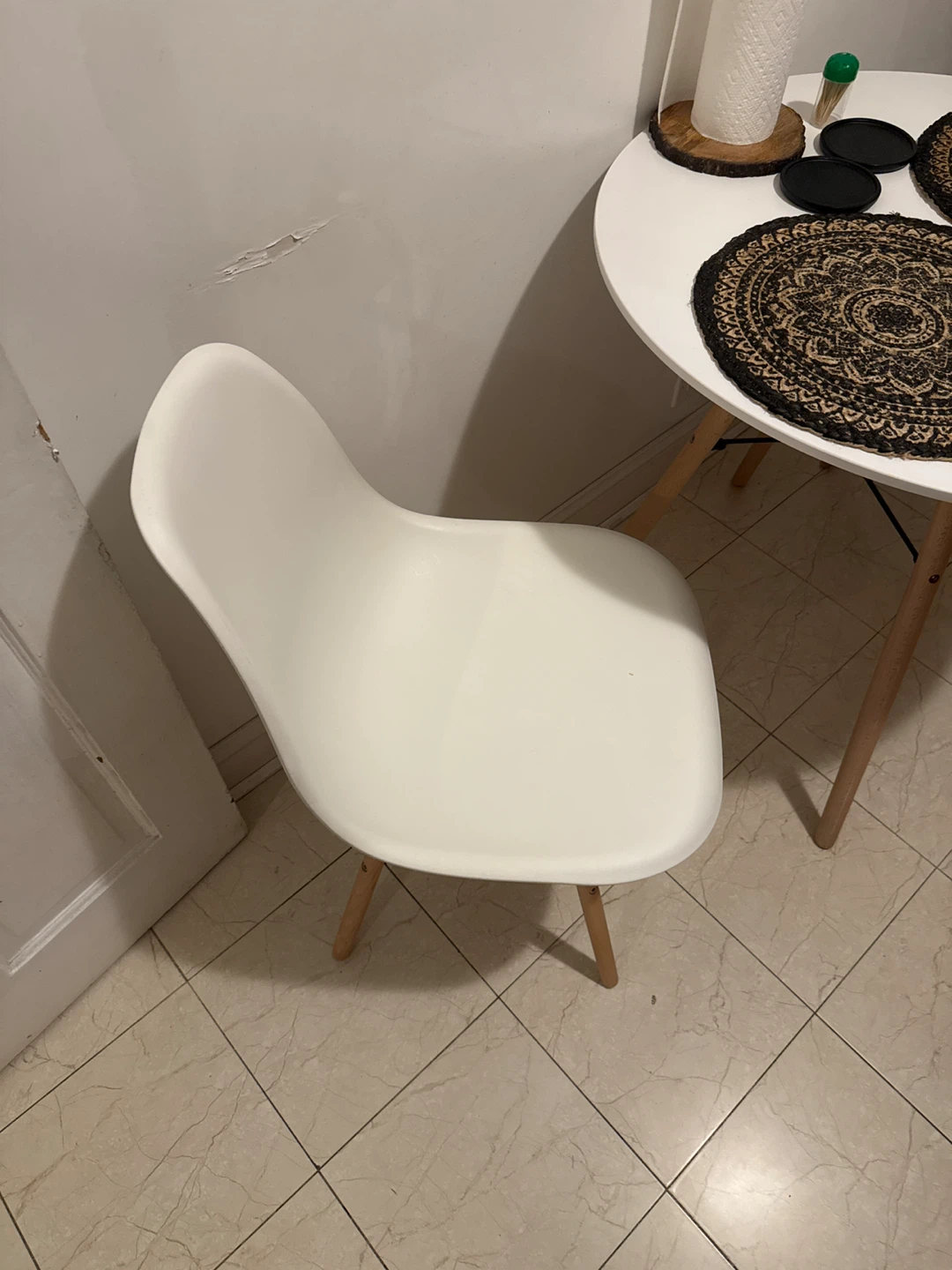 Round White Dining Table with 2 Chairs - photo 5