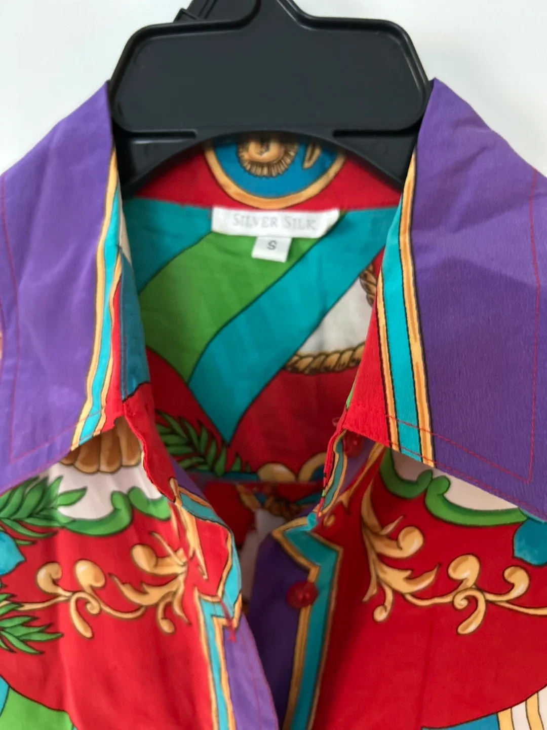 Silver Silk Button-Down Shirt, Size S image indicator(6)