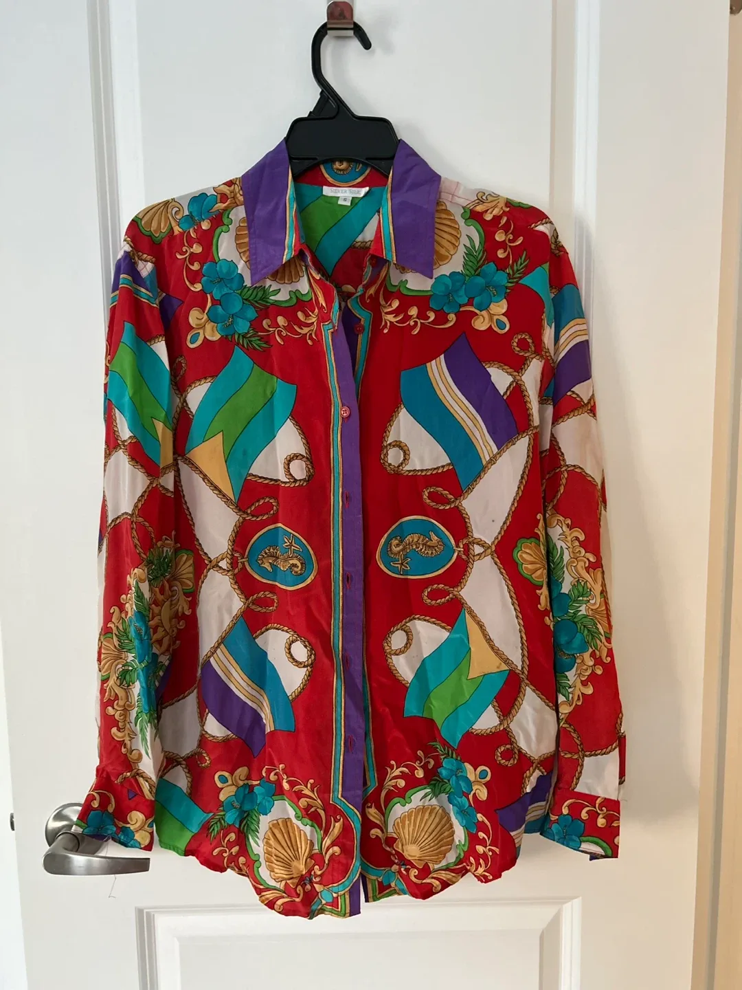 Silver Silk Button-Down Shirt, Size S image indicator(4)