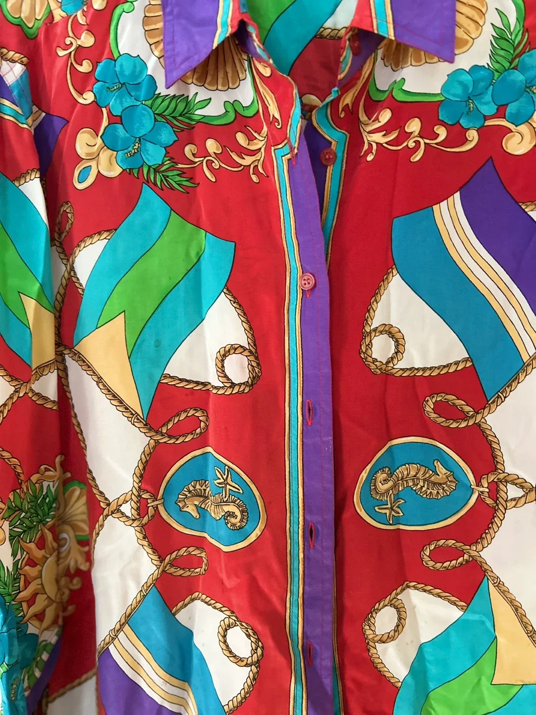 Silver Silk Button-Down Shirt, Size S image indicator(5)