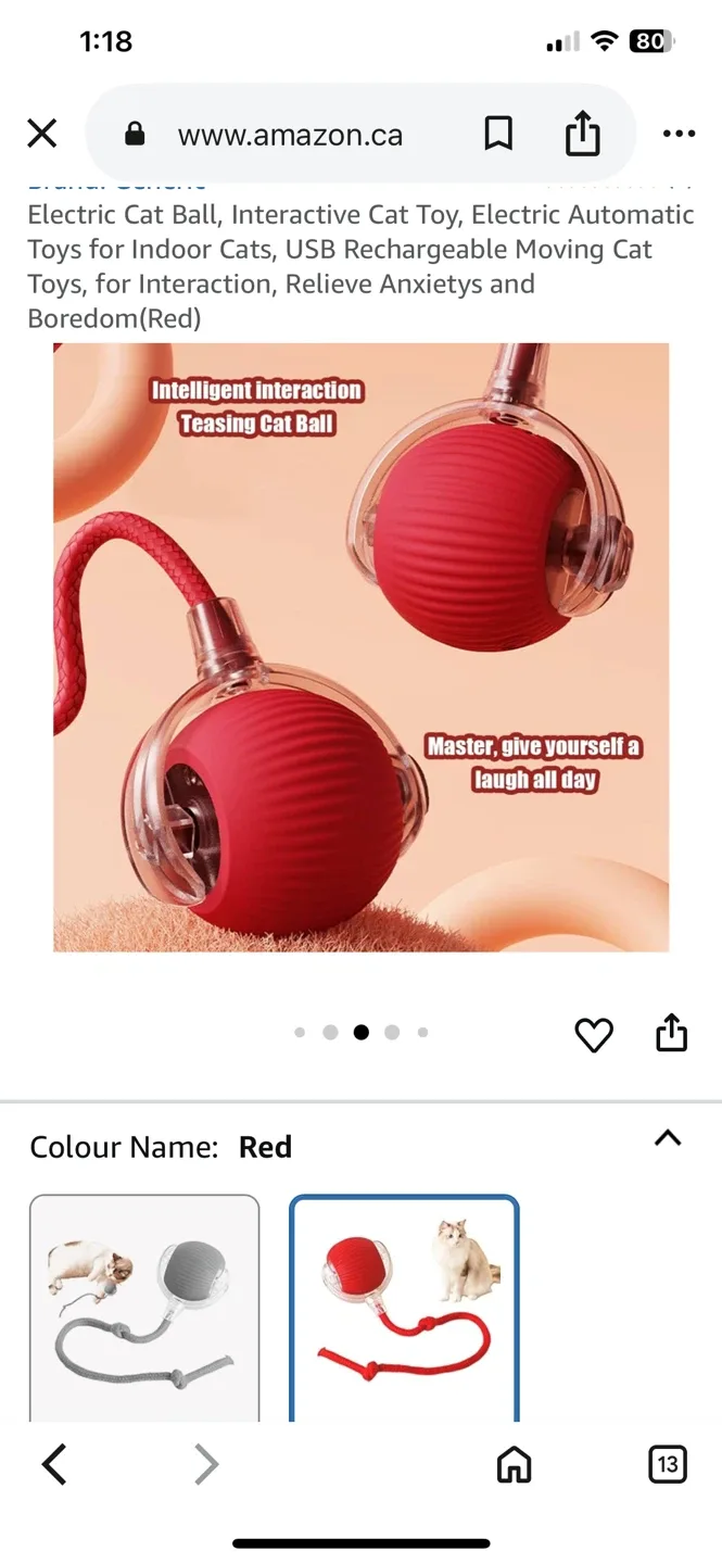 #Cleanout Brand new Interactive Electric Cat Toy Ball - Red