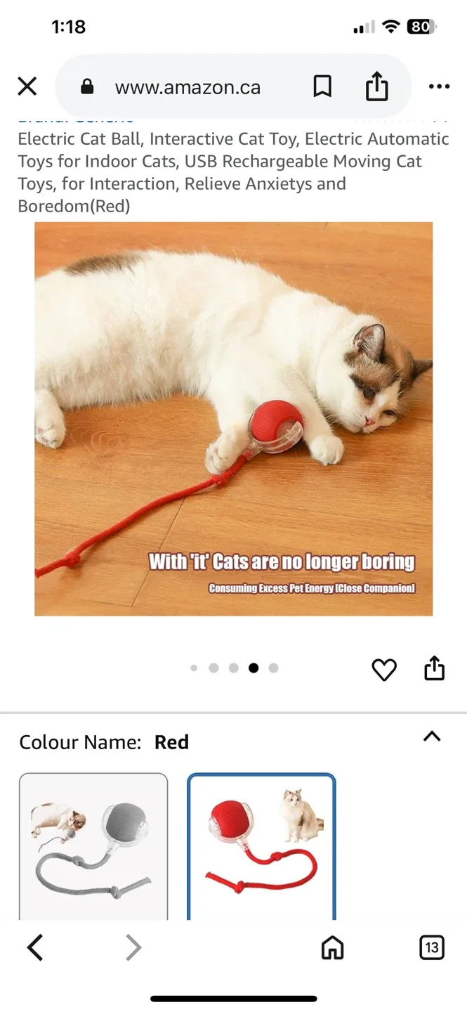 #Cleanout Brand new Interactive Electric Cat Toy Ball - Red image indicator(5)