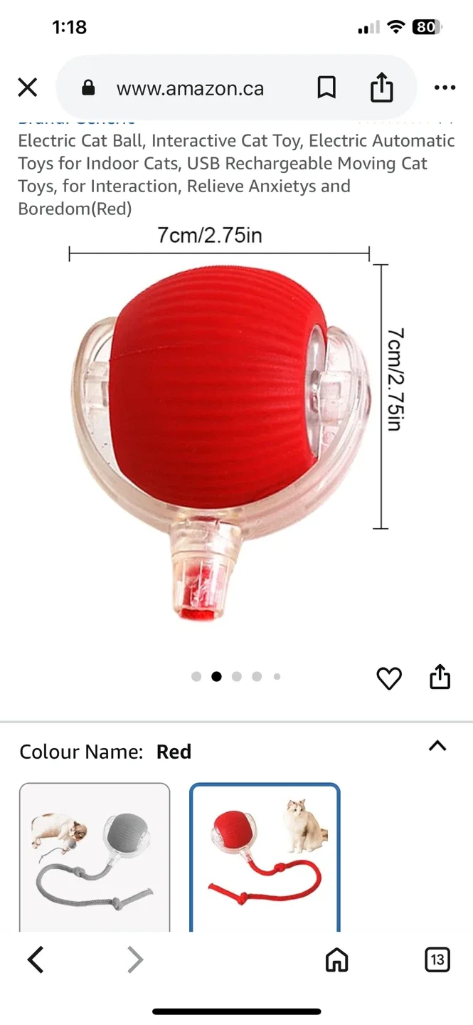 #Cleanout Brand new Interactive Electric Cat Toy Ball - Red image indicator(3)