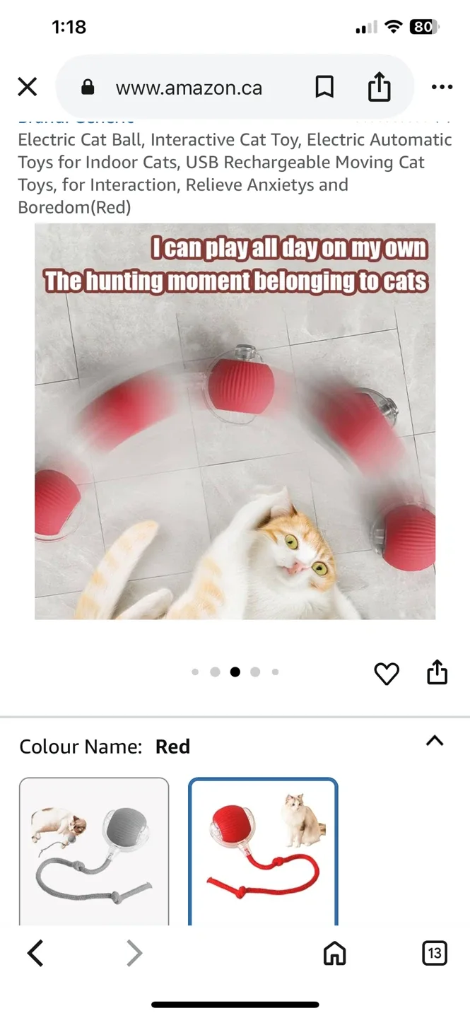 #Cleanout Brand new Interactive Electric Cat Toy Ball - Red image indicator(4)