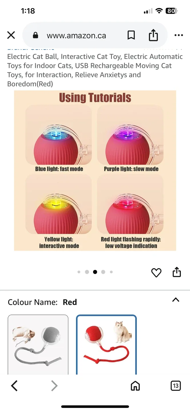 #Cleanout Brand new Interactive Electric Cat Toy Ball - Red image indicator(2)