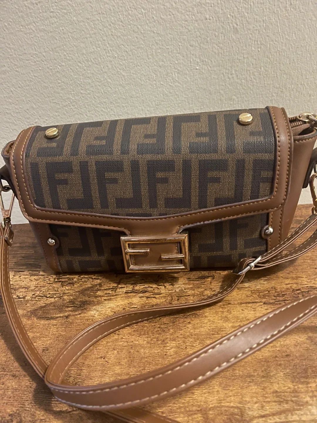 Fendi Brown Patterned Crossbody Bag