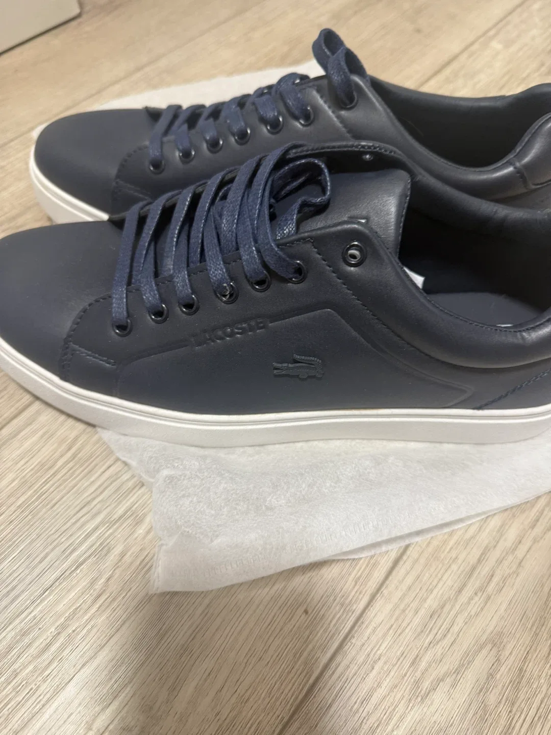 Lacoste Navy Leather Sneakers, Size 44 (US 11) image indicator(2)