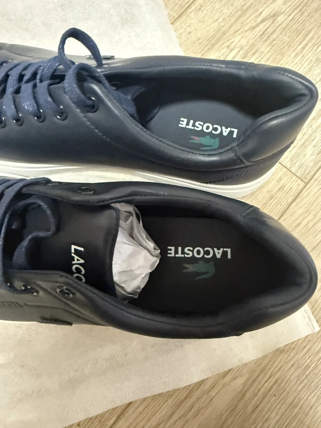 Lacoste Navy Leather Sneakers, Size 44 (US 11)