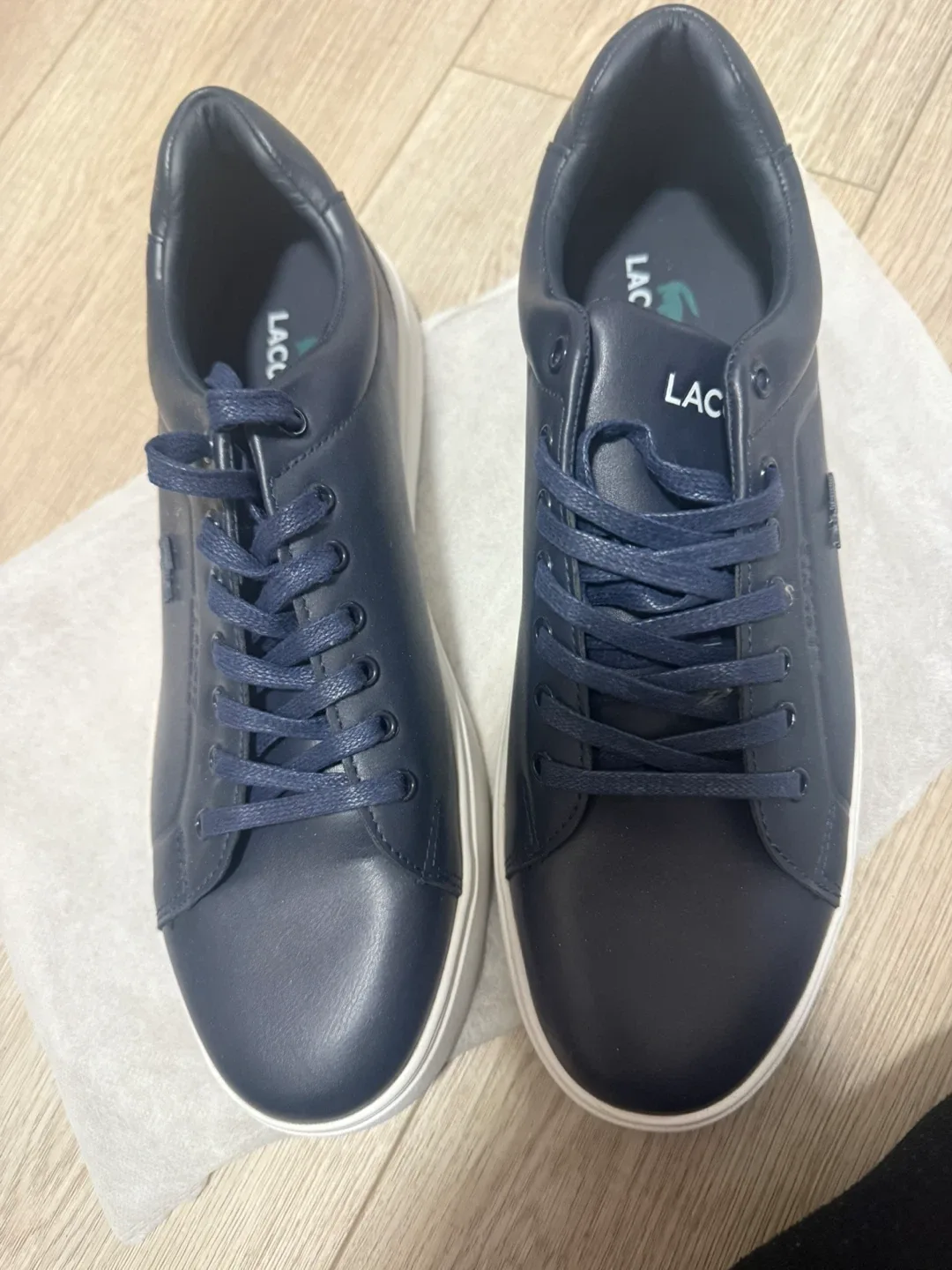 Lacoste Navy Leather Sneakers, Size 44 (US 11) image indicator(3)