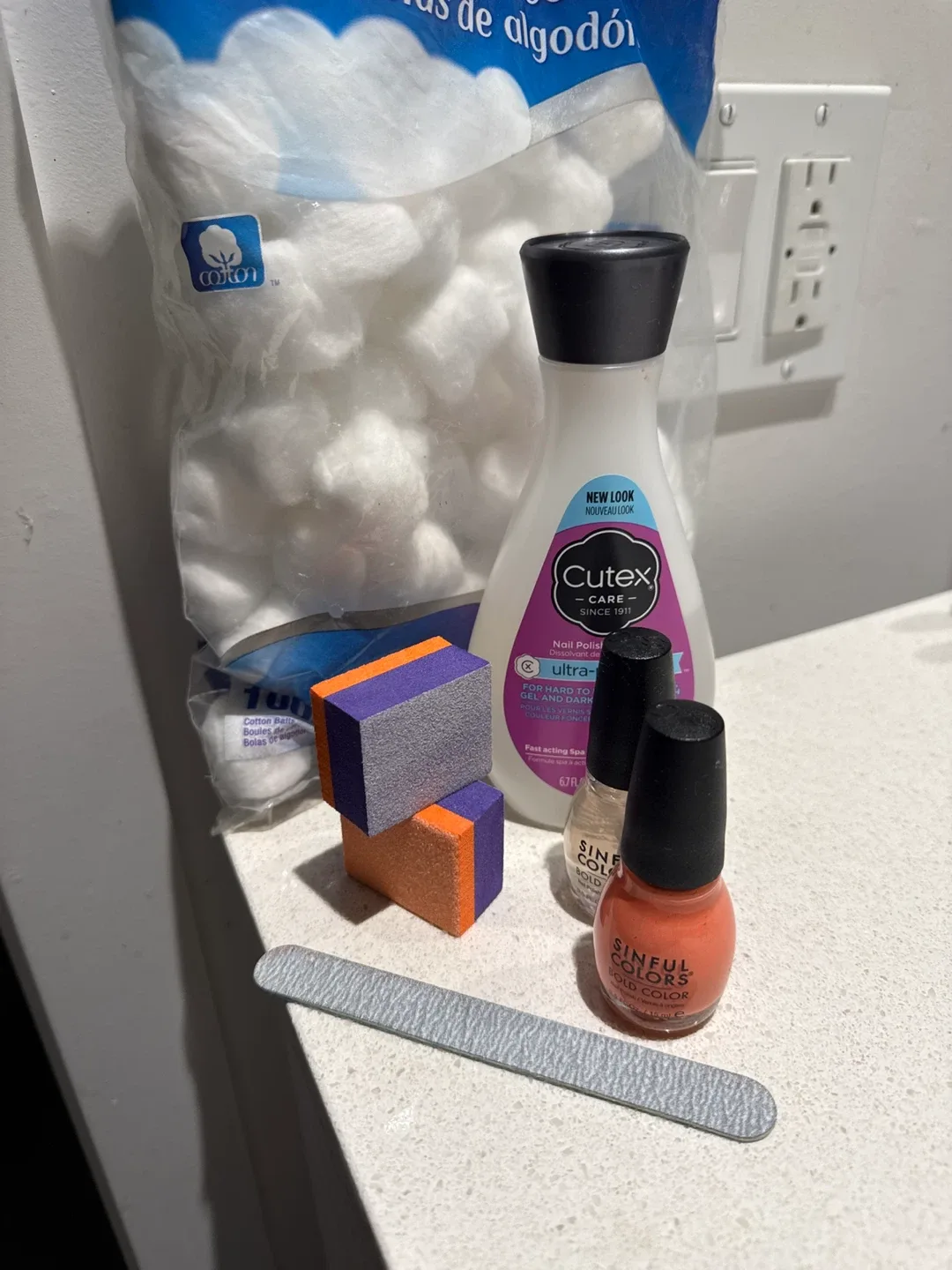 Nail Polish, Remover, Cotton, and Tools