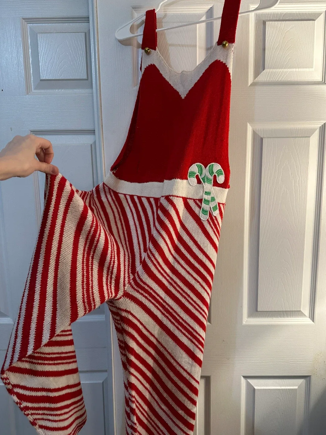 Red & White Striped Christmas Overalls